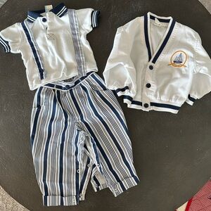 White and Navy Baby Outfit Set